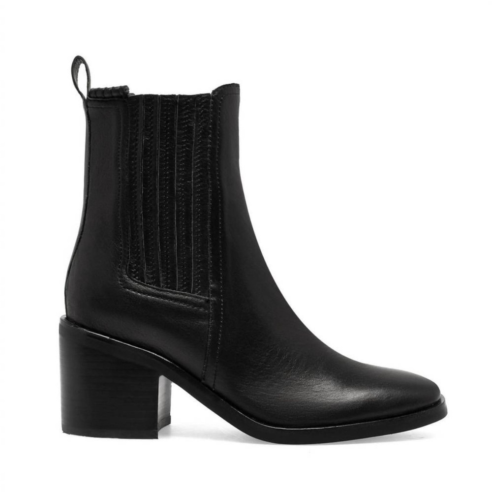 Silent D Naydo Ankle Boot Black Heeled Leather Short Bootie Shoes 5 5.5 35 NEW